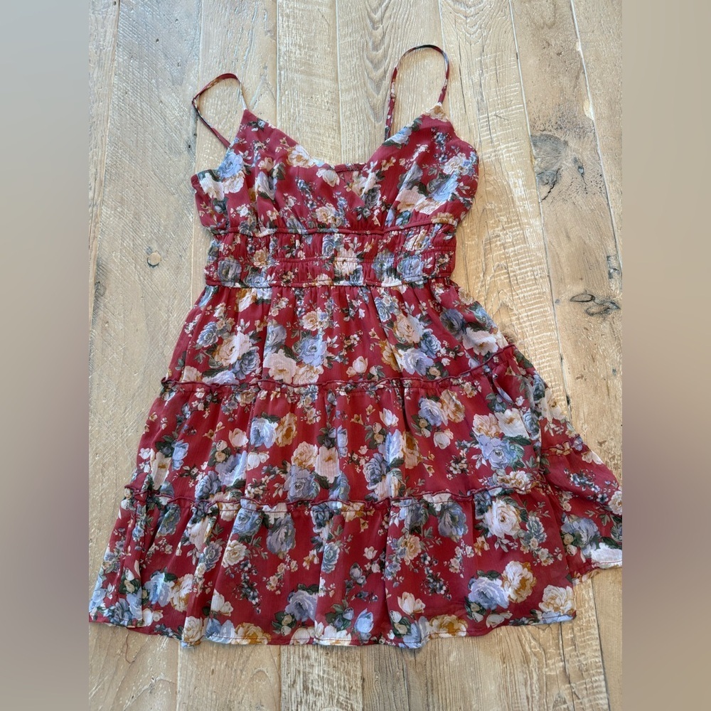 Trixxi Red and White Floral Dress M
